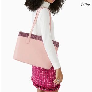 Kate Spade NWOT Chic Pink Tote Bag with Glitter Accent. SzOS